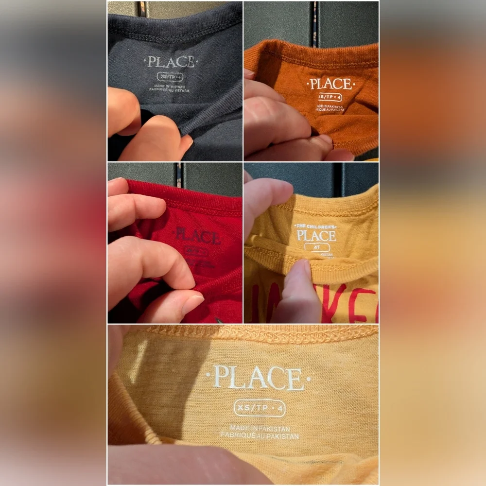 Lot of 5 (FIVE) The Children's Place Thanksgiving Shirts in Size 4T/XS/4